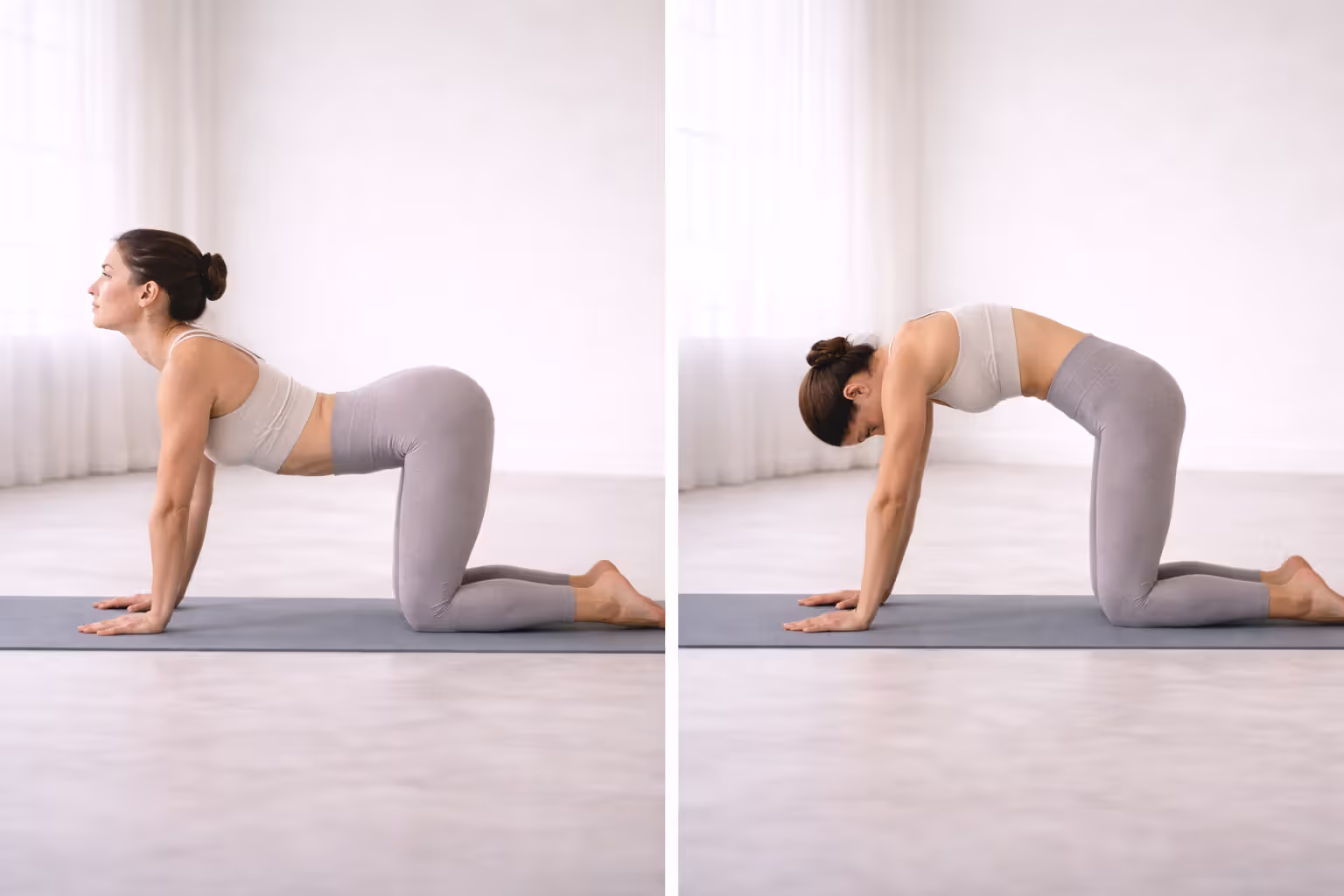 Warm up the spine before building intensity.