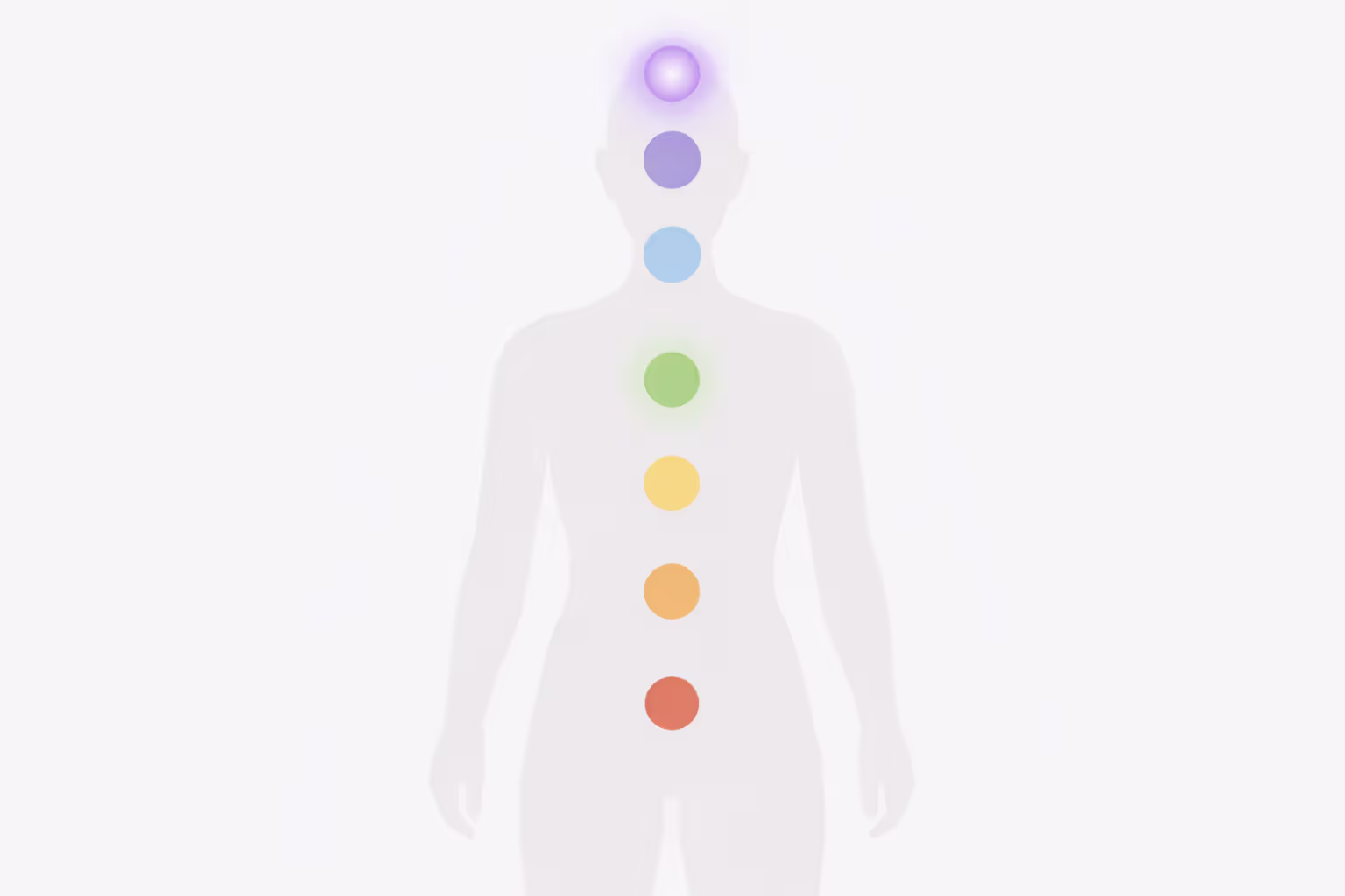 Seven-chakra diagram with the crown chakra highlighted at the top of the head